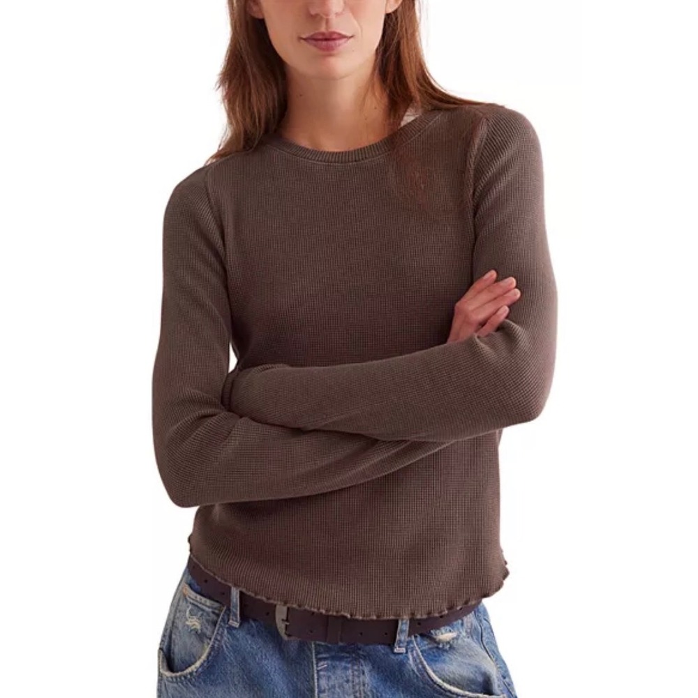 We the free easy does it long sleeve thermal NWOT double espresso